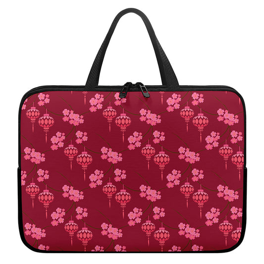 Pink Japanese Lantern Pattern Print Laptop Sleeve With Handle