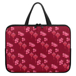 Pink Japanese Lantern Pattern Print Laptop Sleeve With Handle