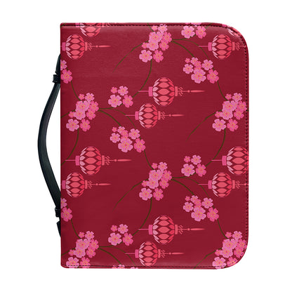 Pink Japanese Lantern Pattern Print Leather Bible Cover