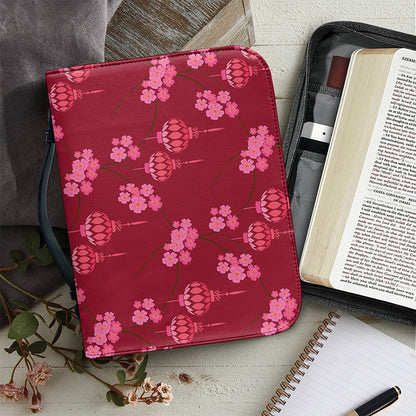 Pink Japanese Lantern Pattern Print Leather Bible Cover