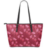 Pink Japanese Lantern Pattern Print Leather Tote Bag