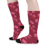 Pink Japanese Lantern Pattern Print Long Socks