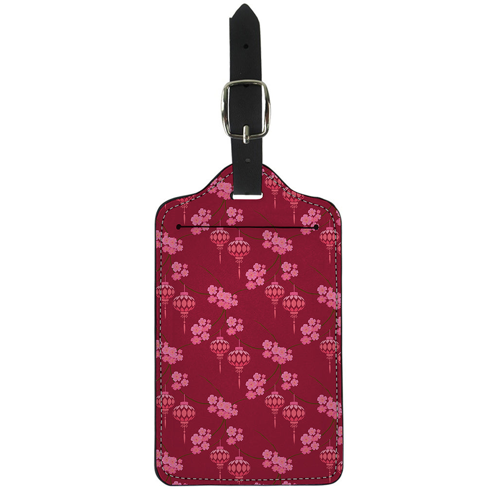 Pink Japanese Lantern Pattern Print Luggage Tag
