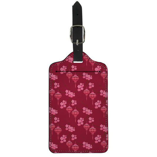 Pink Japanese Lantern Pattern Print Luggage Tag