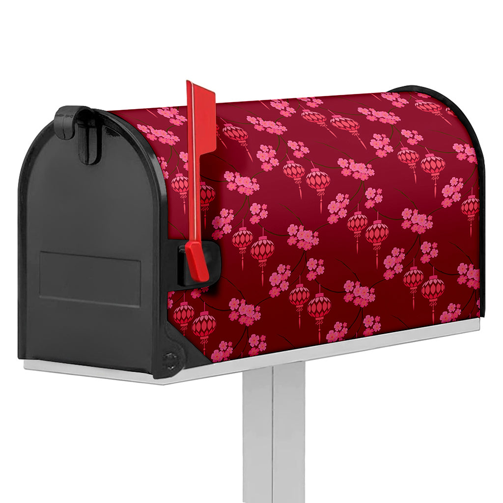 Pink Japanese Lantern Pattern Print Mailbox Cover