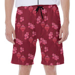 Pink Japanese Lantern Pattern Print Men's Beach Shorts