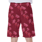 Pink Japanese Lantern Pattern Print Men's Beach Shorts