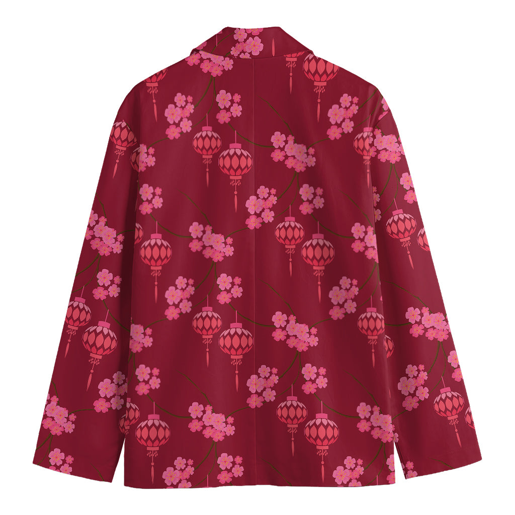 Pink Japanese Lantern Pattern Print Men's Blazer