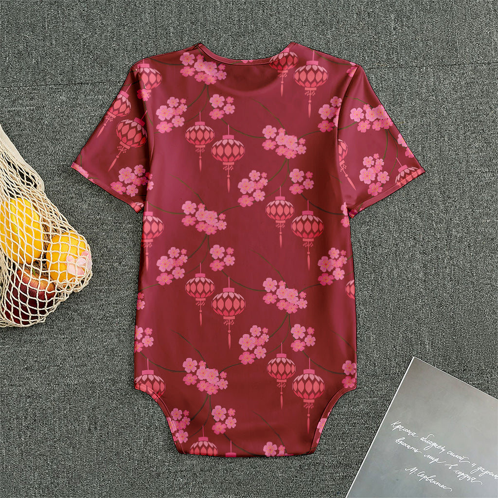 Pink Japanese Lantern Pattern Print Men's Bodysuit