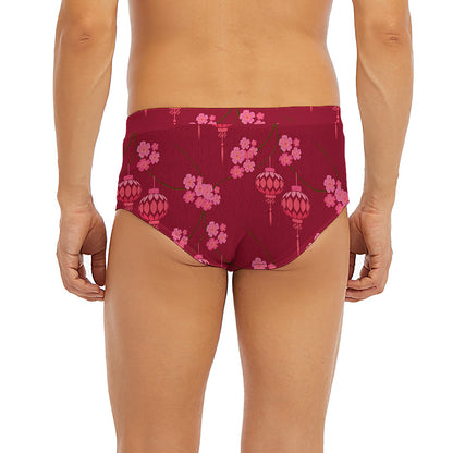 Pink Japanese Lantern Pattern Print Men's Briefs