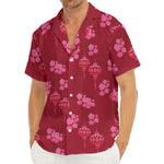 Pink Japanese Lantern Pattern Print Men's Deep V-Neck Shirt