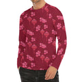 Pink Japanese Lantern Pattern Print Men's Long Sleeve Rash Guard