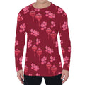 Pink Japanese Lantern Pattern Print Men's Long Sleeve T-Shirt