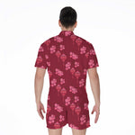 Pink Japanese Lantern Pattern Print Men's Rompers