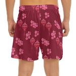 Pink Japanese Lantern Pattern Print Men's Split Running Shorts