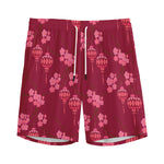 Pink Japanese Lantern Pattern Print Men's Sports Shorts