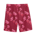 Pink Japanese Lantern Pattern Print Men's Sports Shorts