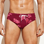 Pink Japanese Lantern Pattern Print Men's Swim Briefs