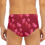 Pink Japanese Lantern Pattern Print Men's Triangle Swim Briefs