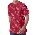 Pink Japanese Lantern Pattern Print Men's Velvet T-Shirt