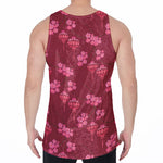 Pink Japanese Lantern Pattern Print Men's Velvet Tank Top