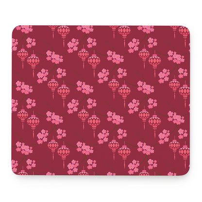 Pink Japanese Lantern Pattern Print Mouse Pad