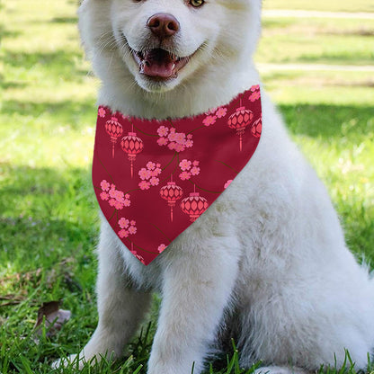 Pink Japanese Lantern Pattern Print Over The Collar Dog Bandana