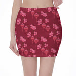 Pink Japanese Lantern Pattern Print Pencil Mini Skirt