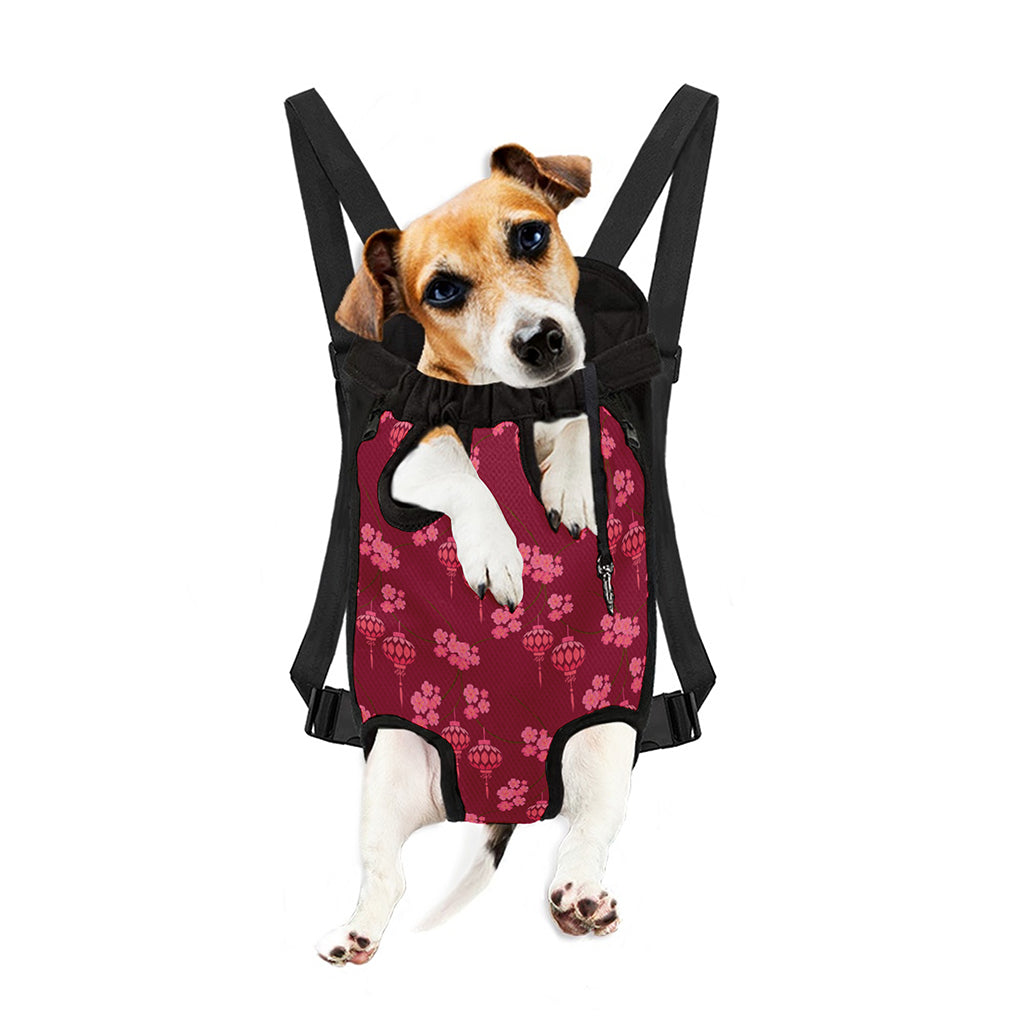 Pink Japanese Lantern Pattern Print Pet Carrier Backpack