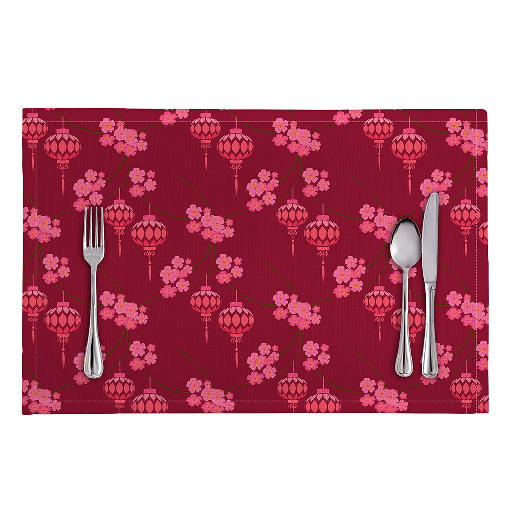 Pink Japanese Lantern Pattern Print Placemat