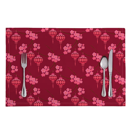 Pink Japanese Lantern Pattern Print Placemat