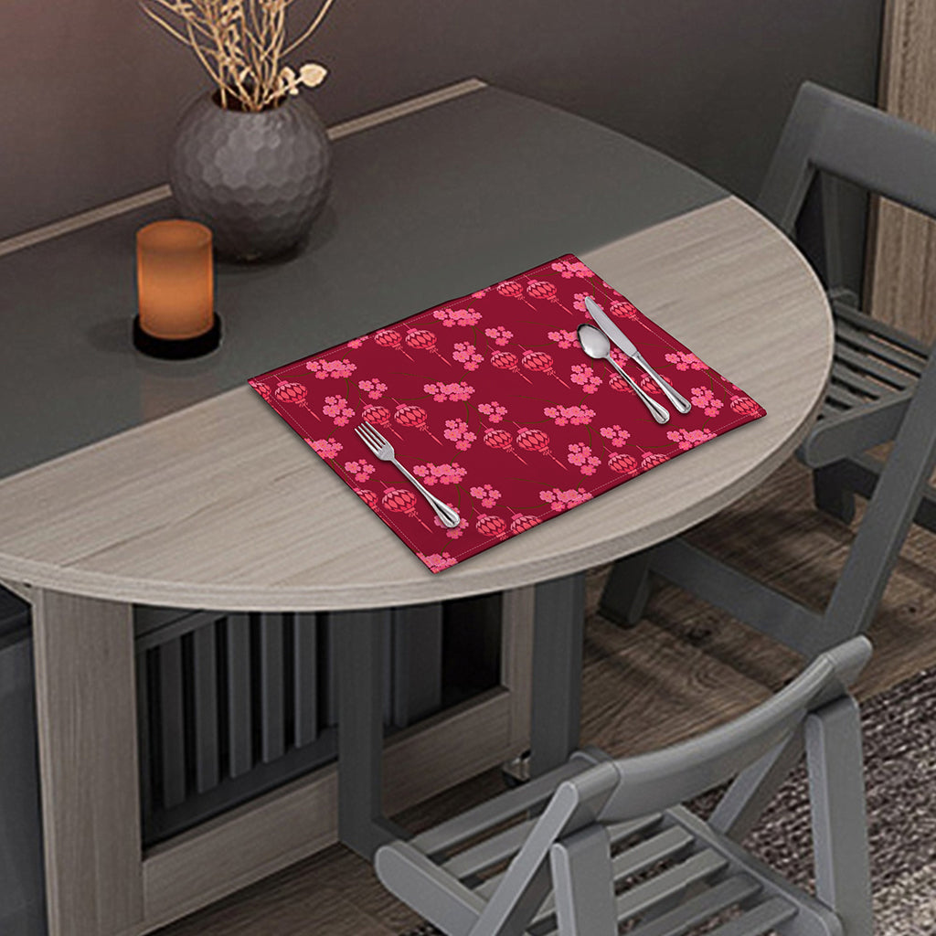 Pink Japanese Lantern Pattern Print Placemat