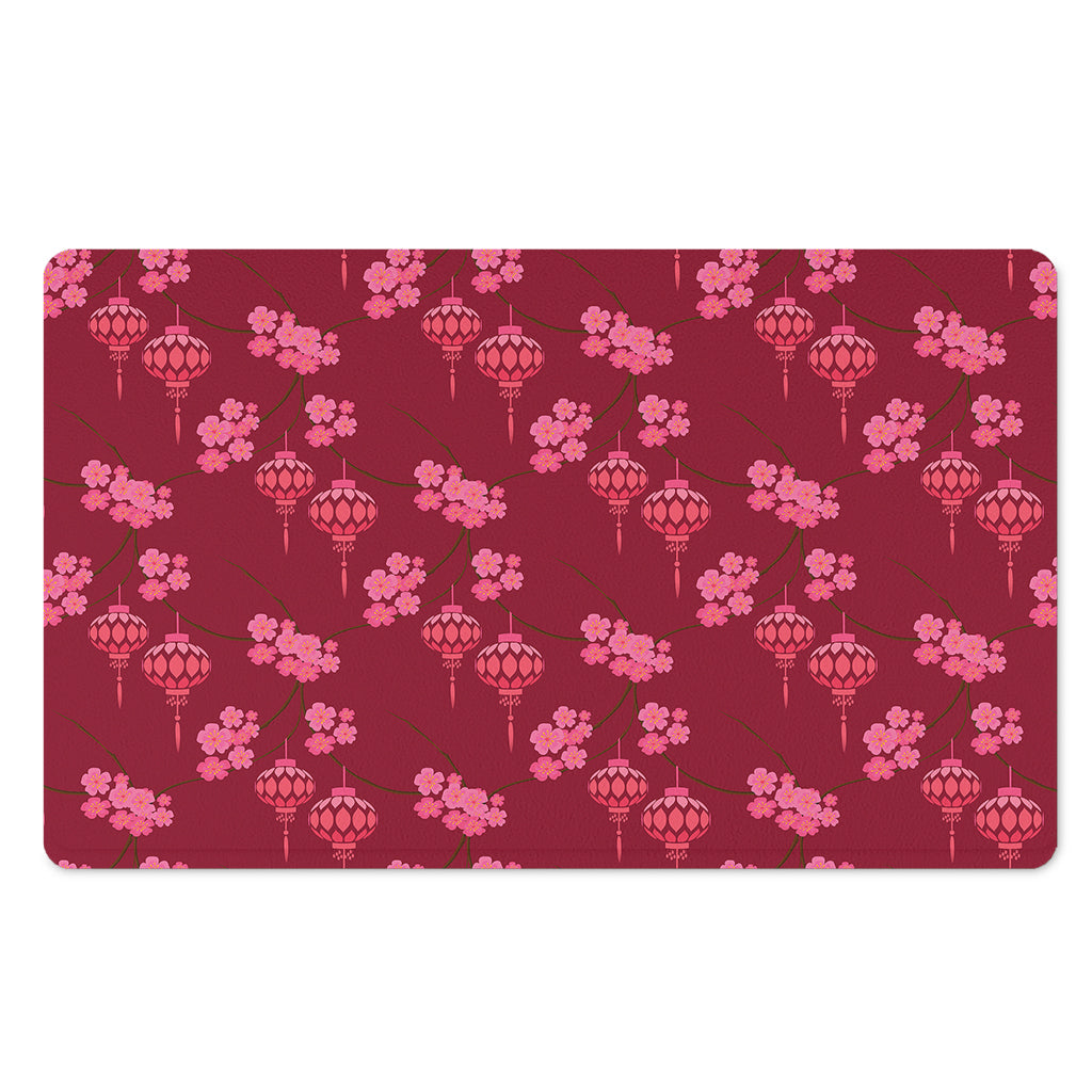 Pink Japanese Lantern Pattern Print Polyester Doormat