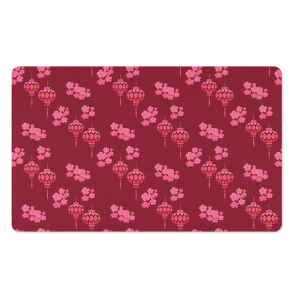 Pink Japanese Lantern Pattern Print Polyester Doormat