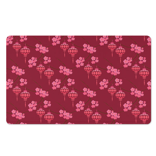 Pink Japanese Lantern Pattern Print Polyester Doormat