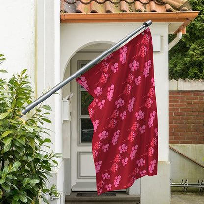 Pink Japanese Lantern Pattern Print Polyester Flag