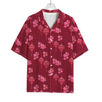 Pink Japanese Lantern Pattern Print Rayon Hawaiian Shirt