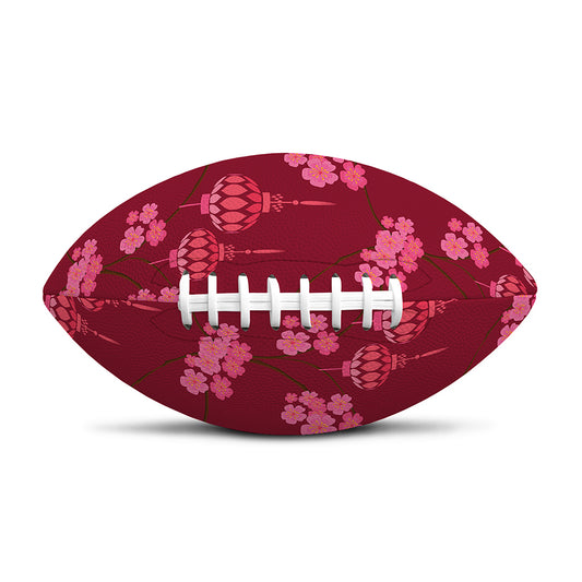 Pink Japanese Lantern Pattern Print Rugby Ball