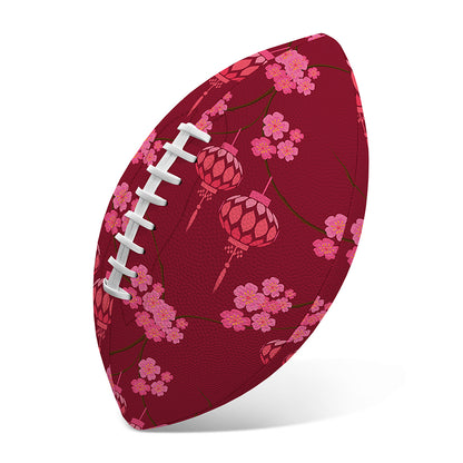 Pink Japanese Lantern Pattern Print Rugby Ball