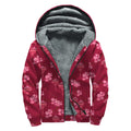 Pink Japanese Lantern Pattern Print Sherpa Lined Zip Up Hoodie