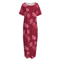 Pink Japanese Lantern Pattern Print Short Sleeve Long Nightdress