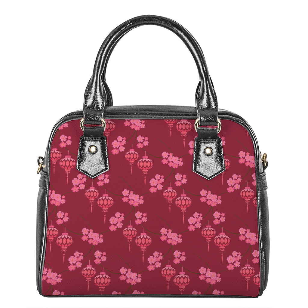 Pink Japanese Lantern Pattern Print Shoulder Handbag