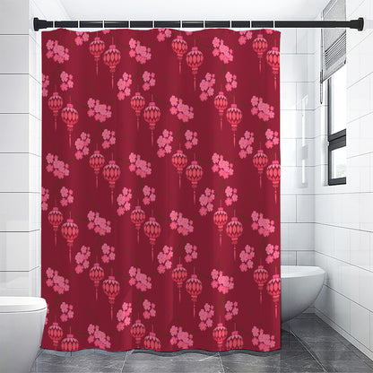 Pink Japanese Lantern Pattern Print Shower Curtain