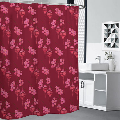 Pink Japanese Lantern Pattern Print Shower Curtain
