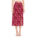 Pink Japanese Lantern Pattern Print Side Slit Midi Skirt