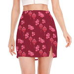 Pink Japanese Lantern Pattern Print Side Slit Mini Skirt