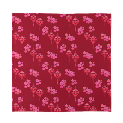 Pink Japanese Lantern Pattern Print Silk Bandana