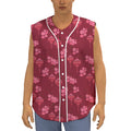 Pink Japanese Lantern Pattern Print Sleeveless Baseball Jersey