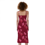 Pink Japanese Lantern Pattern Print Slim Fit Midi Cami Dress