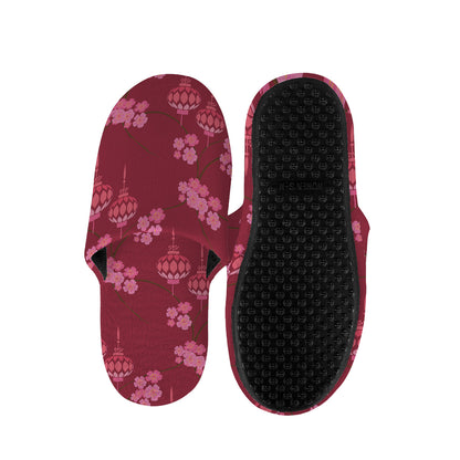 Pink Japanese Lantern Pattern Print Slippers